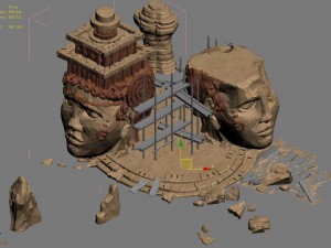large stone carvings - built buddha statue 01 3D Model