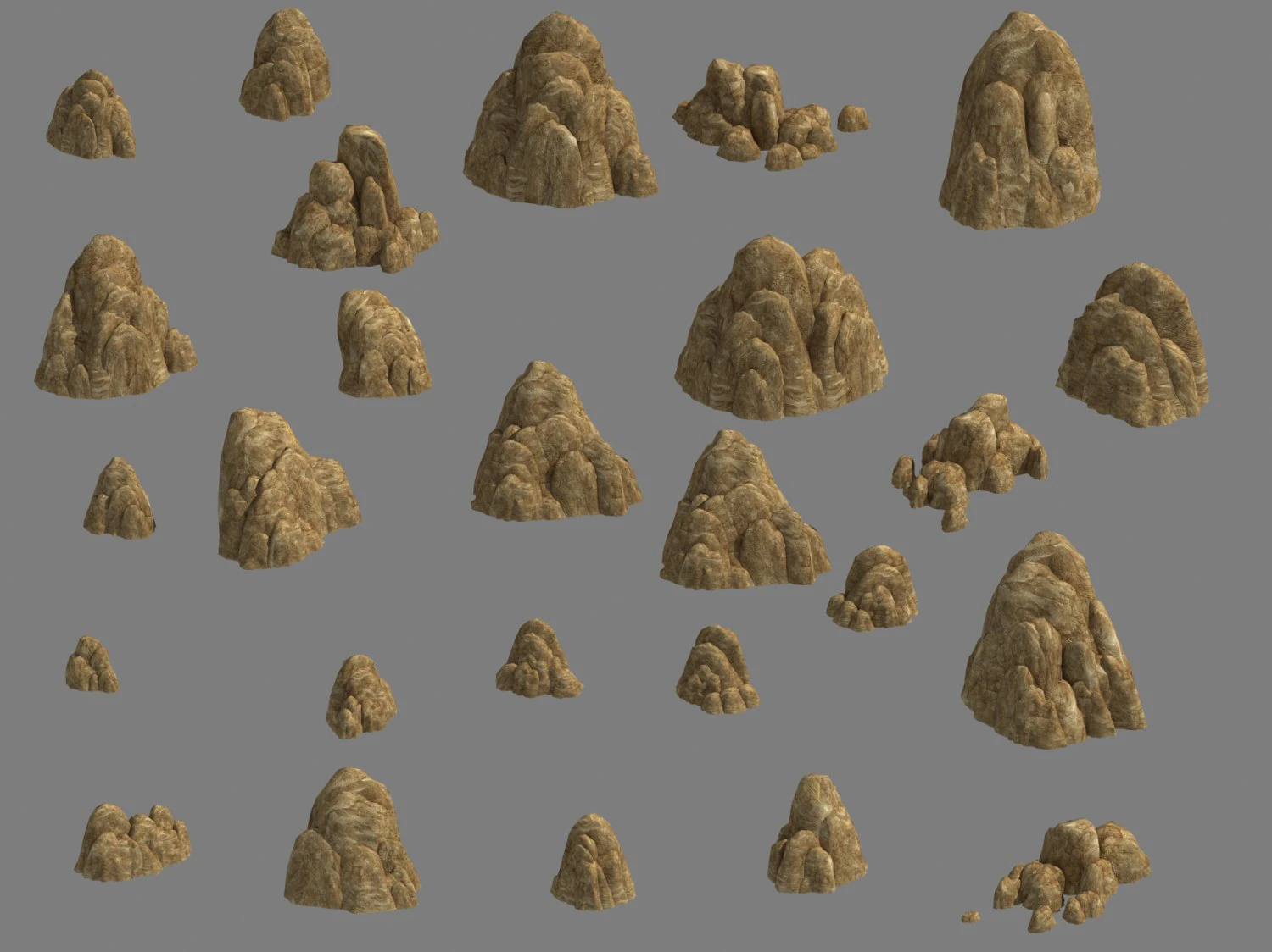 fountain hill rock - terrain 01 3D Model .c4d .max .obj .3ds .fbx .stl .blend
