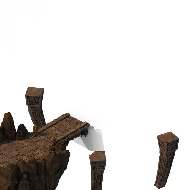huashan mountain road - ice and snow entrance - stone pillars 3D मॉडल .c4d .max .obj .3ds .fbx .stl .blend 