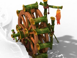 jiaxing city - waterwheel - publicity bar - surface Modèle 3D