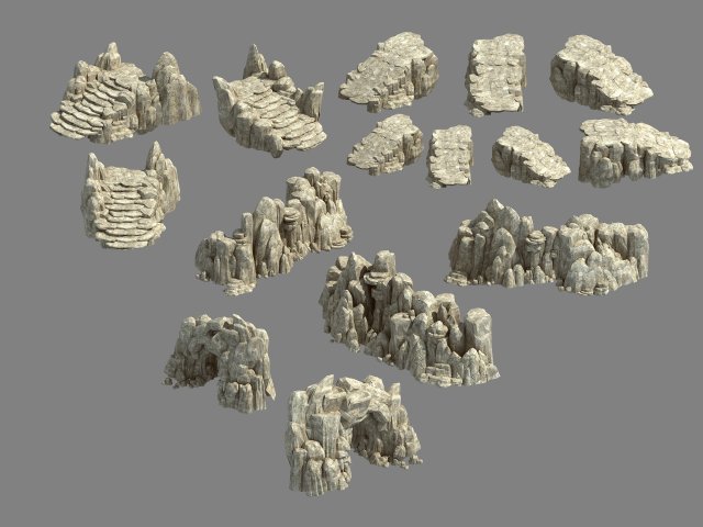 kunlun mountains - rock 04 3D 模型 .c4d .max .obj .3ds .fbx .stl .blend 
