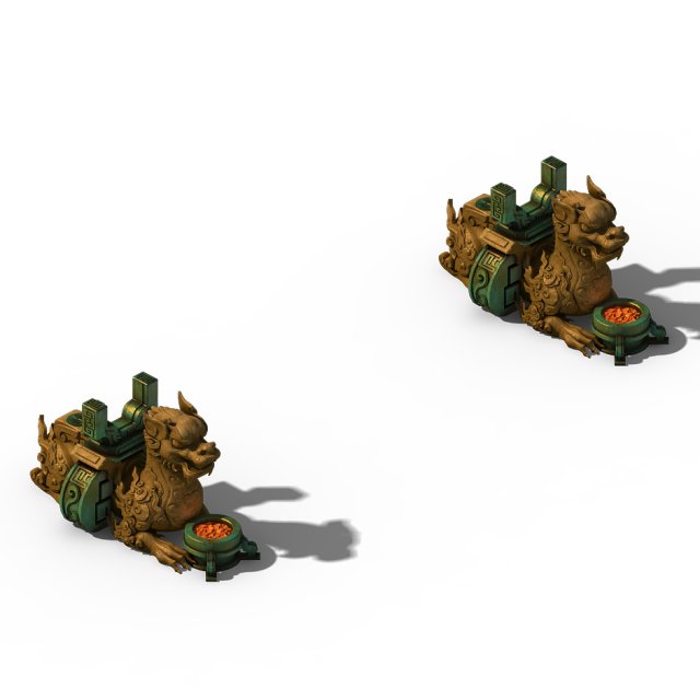 quanzhen teach - stone lions Modèle 3D .c4d .max .obj .3ds .fbx .stl .blend