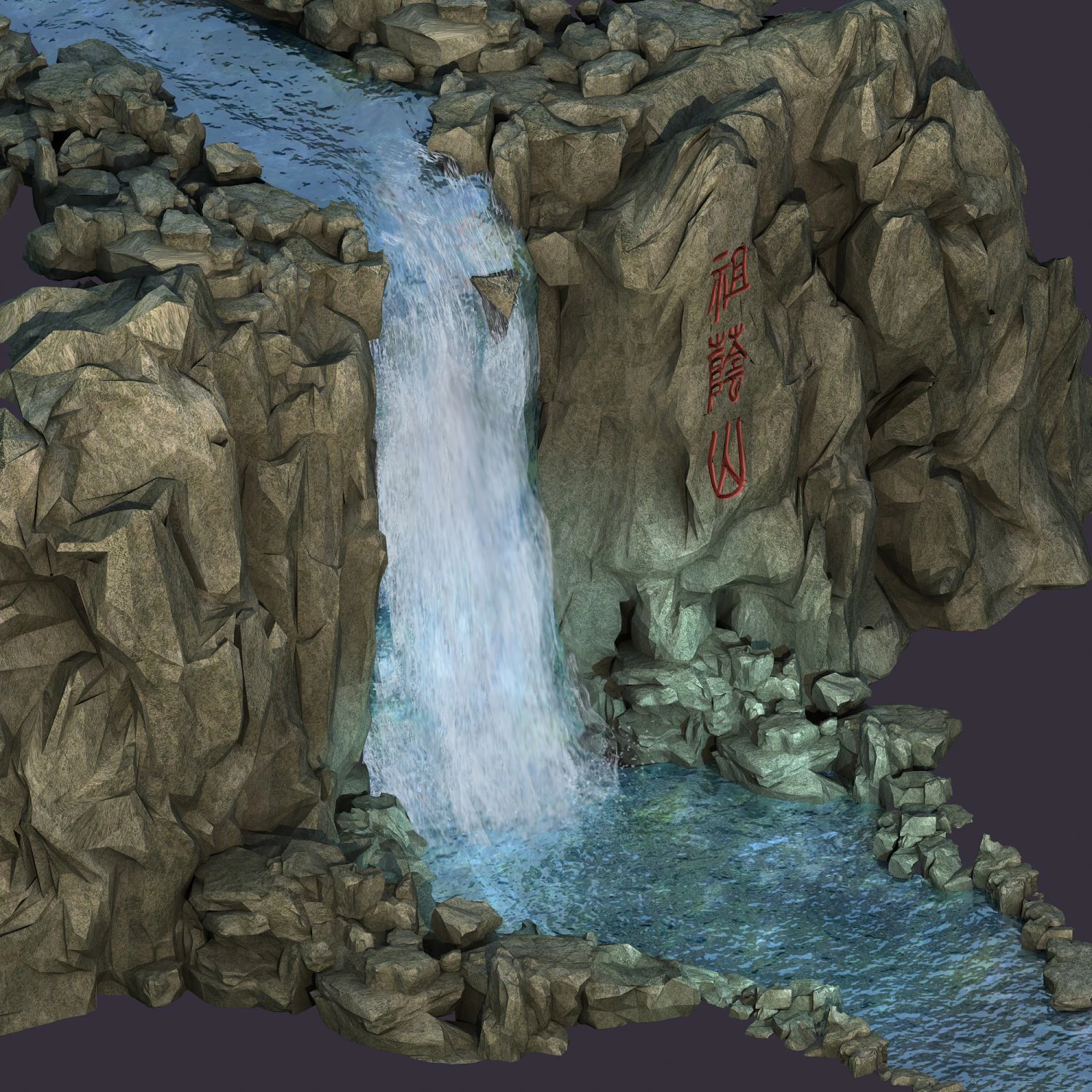 mountain landscape - waterfall 03 3D Model .c4d .max .obj .3ds .fbx .stl .blend 