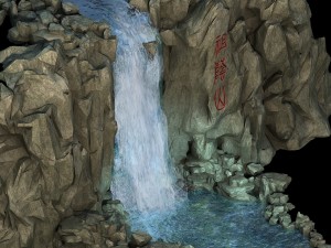 mountain landscape - waterfall 03 3D Model