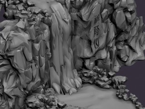 mountain landscape - waterfall 03 3D Model