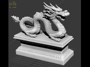 guardian beast - dragon stone carving 03 3D Model
