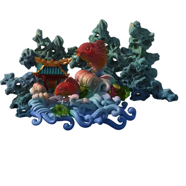 the shore of taihu lake - stone fish decoration 3D Model .c4d .max .obj .3ds .fbx .stl .blend 