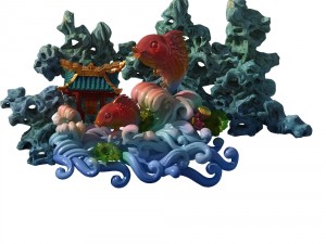 the shore of taihu lake - stone fish decoration 3D Model