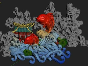 the shore of taihu lake - stone fish decoration 3D Model