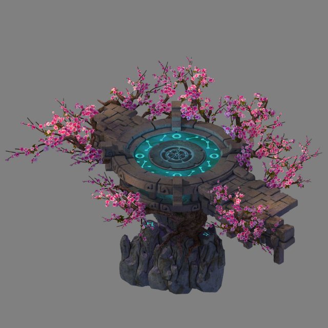 peach blossom island - nebula mirror Model 3D .c4d .max .obj .3ds .fbx .stl .blend 