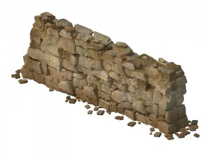 загородное здание - каменная стена 03 3D Модель