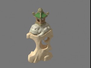 cartoon city - lake decoration stone carving 3D Model