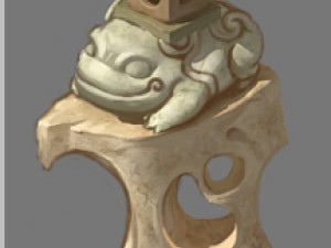 cartoon city - lake decoration stone carving 3D Model