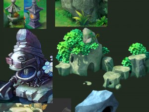 cartoon city - lake decoration stone carving 3D Model