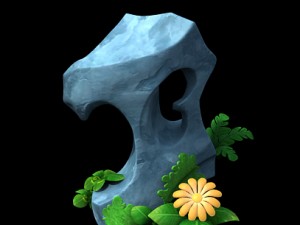 cartoon city - lake decoration stone carving 3D Model