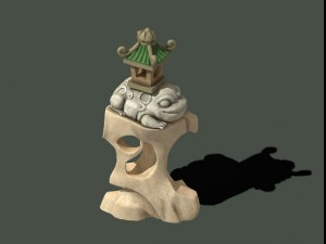 cartoon city - lake decoration stone carving 3D Model