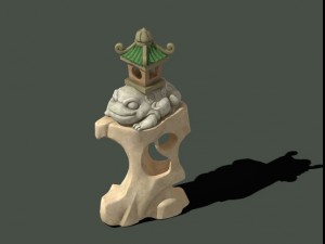 cartoon city - lake decoration stone carving 3D Model