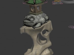 cartoon city - lake decoration stone carving 3D Model
