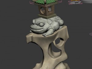 cartoon city - lake decoration stone carving 3D Model