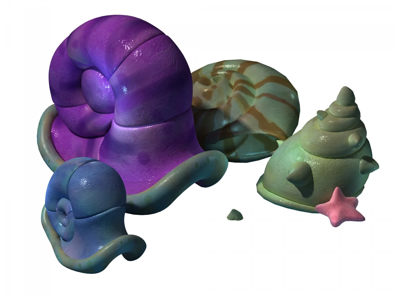 cartoon underwater city - shell 05 3D Model .c4d .max .obj .3ds .fbx .stl .blend 