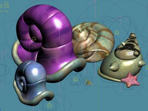 cartoon underwater city - shell 05 3D 모델