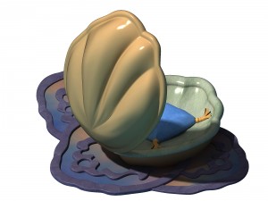 cartoon submarine city - shell bed 3D Model
