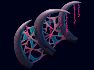 cartoon submarine city - with ribbed bones 3D Model