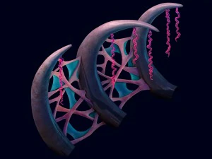 cidade submarina dos desenhos animados - com ossos com nervuras Modelo 3D