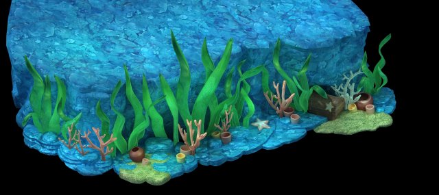 cartoon underwater city - seaweed 02 Modelo 3D .c4d .max .obj .3ds .fbx .stl .blend 