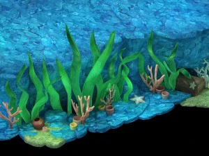 cidade subaqu&aacute;tica dos desenhos animados - algas marinhas 02 Modelo 3D