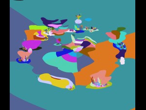 cartoon underwater city - seabed square 3D Model