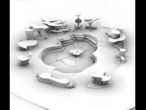 cartoon underwater city - seabed square 3D Model