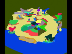 cartoon underwater city - seabed square 3D Model