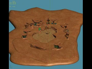 cartoon underwater city - seabed square 3D Model