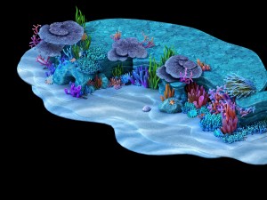 cartoon underwater city - seabed cliff 03 3Dモデル