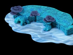 cartoon underwater city - seabed cliff 03 Modello 3D