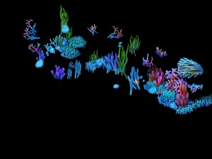 cartoon underwater city - seabed cliff 03 3D Model