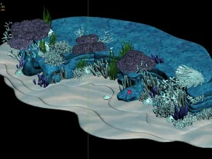 cartoon underwater city - seabed cliff 03 3D Model