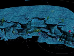 cartoon submarine city - seabed cliff shape 01 3D Model