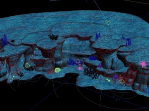 cartoon submarine city - seabed cliff shape 01 3D Модель