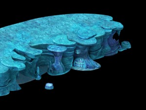 cartoon submarine city - seabed cliff shape 02 3D 模型