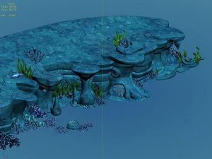 cartoon submarine city - seabed cliff shape 02 3D Model