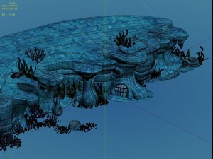 cartoon submarine city - seabed cliff shape 02 3D 模型