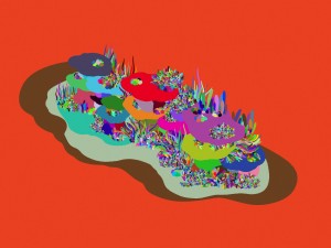 cartoon underwater city - seabed cliff 3D Model
