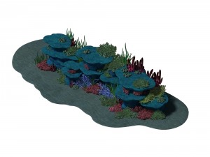 cartoon underwater city - seabed cliff 3D Model
