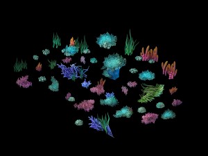 cartoon underwater city - seabed cliff 3D Model
