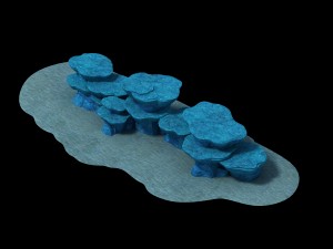 cartoon underwater city - seabed cliff 3D Model