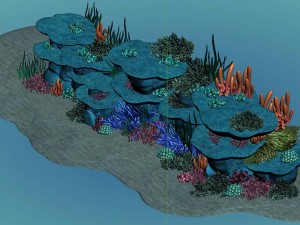 cartoon underwater city - seabed cliff 3D Model