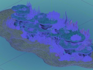 cartoon underwater city - seabed cliff 3D Model