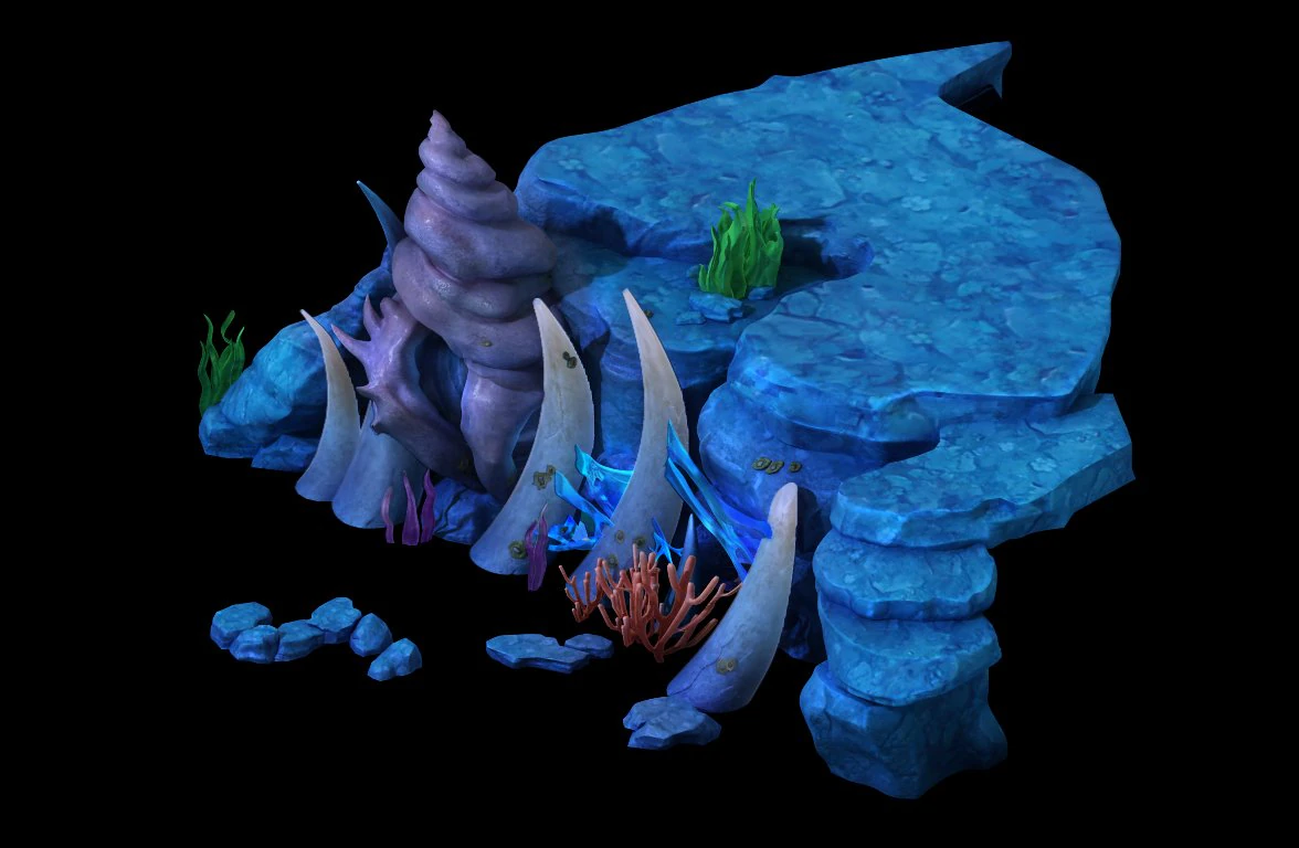 cartoon underwater city - conch cave 3D Model .c4d .max .obj .3ds .fbx .stl .blend 